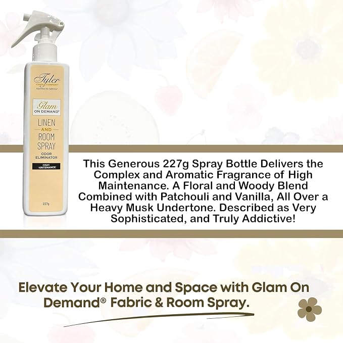 Tyler Glam on Demand - High Maintenance Scent Linen and Room Spray 2 Pack - Air Freshener and Odor Eliminator Bundle with Stain Remover Pen - Laundry Bundle