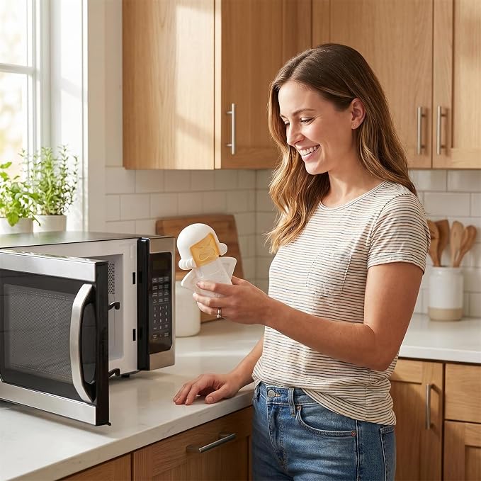 Angry Mama Microwave Oven Steam Cleaner, Angry Mom Microwave Cleaner, Just Add Vinegar and Water, Cut Cleaning Time by Half (White)