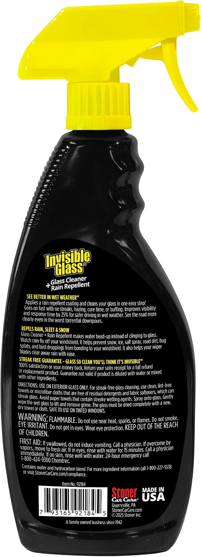 Invisible Glass 92184-3PK Glass Cleaner + Rain Repellent 2-in-1 Windshield and Window Spray, Cleans Auto Glass, Repels Rain, Sleet, Snow, Improves Wet Weather Visibility – 22 fl oz (Pack of 3)