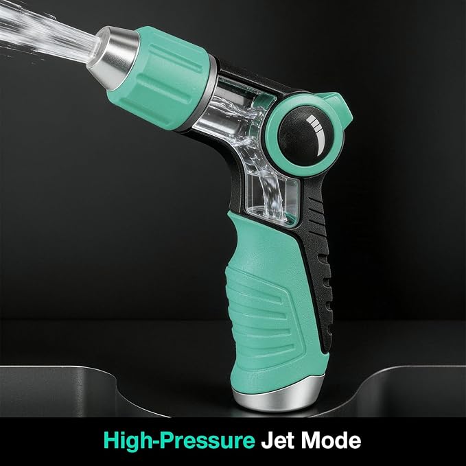 Besiter Garden Hose Nozzle Sprayer High Pressure Water Hose Nozzle with 4 Patterns with Adjustable Spray for Car Washing, Garden Watering, Patio Cleaning and Pets (Blue)
