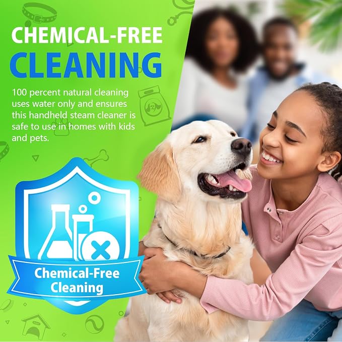 Handheld Steam Cleaner, Chemical-Free Pressurized Steamer for Home Cleaning with 10 Accessories, High Temp Steam Cleaner, 380ML Tank, 9.8FT Cord for Bathroom, Kitchen, Grout, Tile, Window&Car