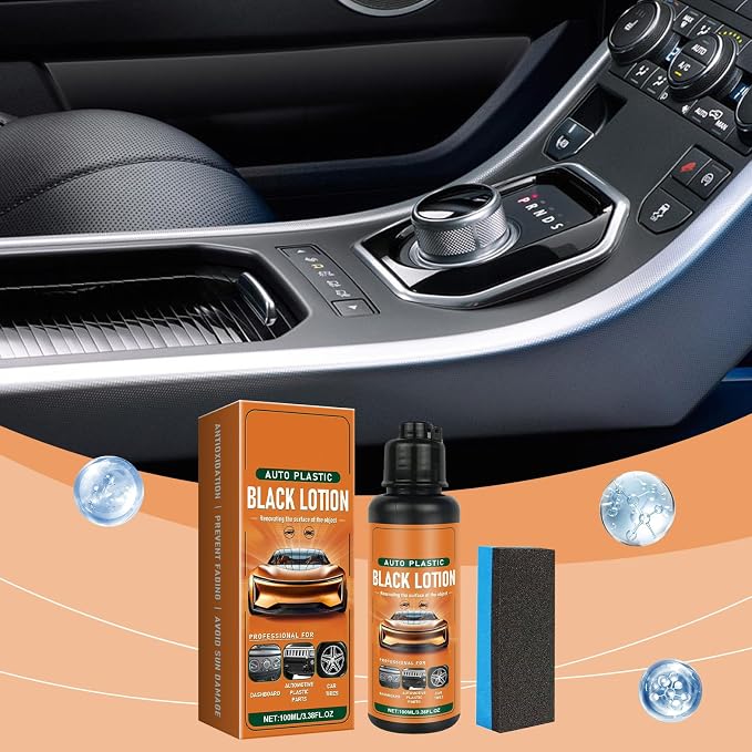 Auto Plastic Black Lotion, Black Lotion Auto Plastic, AutoPlastic Restorer Kit, Plastic Care for Car Interior, Can Restore The Luster of Faded Plastics and Rubbers (2pcs)