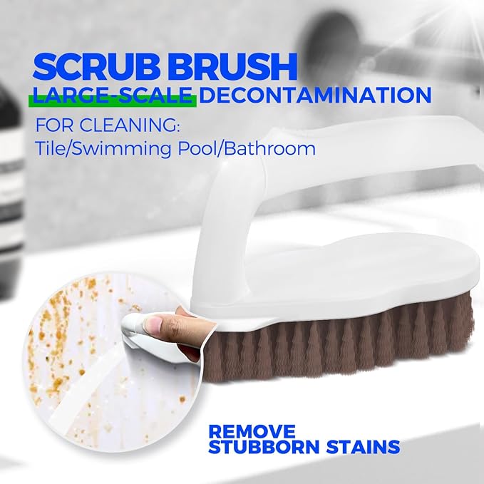 Holikme 7 Pack Cleaning Brush Scrub Brush Kitchen Brush for Floor,Brown | Deep Cleaning Brush Set, Scrub Pads with Scraper Tip for Pool Walls, Bathroom, Grout, Floor, Bike, Tub, Shower