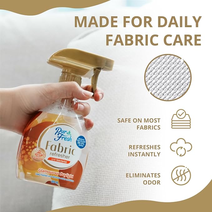 Fabric Refresher Spray - Fresh Cotton - Wrinkle Release Spray & Fabric Softener Alternative - Odor Eliminator Deodorizer Spray for Clothes, Bedding and Home Use