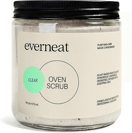 Everneat Oven Scrub (16oz): Natural Oven Cleaner and Kitchen Cleaner | Heavy Duty | for Rack, Grill & Stovetop | Non-toxic | Fume-free & Safe to Clean All Ovens (Unscented) | Refillable Glass Jar