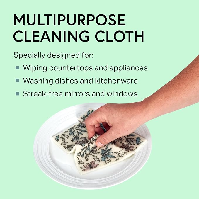 Swedish Wholesale Dishcloths Reusable 8" x 7" Sponge Cloths, Bulk 10 Pack of High Absorbent Cellulose Dish & Kitchen Cleaning Hand Towels, Wring to Dry & Machine Wash, Odor Resistant, Mini Flower
