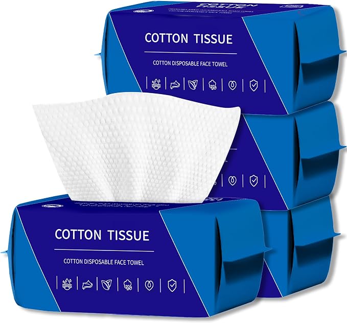 100 Count Face Towels Disposable (4 Pack) | Ultra Thick & Lint-Free disposable washcloths, Ideal for Sensitive Skin, Daily Skincare & Makeup Removal