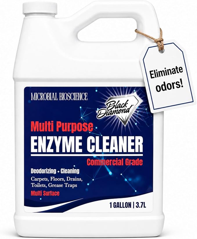 Commercial Multi-Purpose Enzyme Cleaner & Odor Eliminator | Pet & Human Urine, Stains & Odors | Carpet, Laundry, Bathroom, Drain & Trash Deodorizer | Dog, Cat, Organic Waste Remover (1 Gallon)