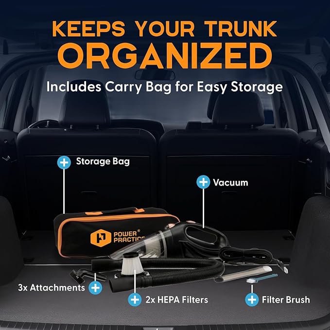 Power Practical Handheld Cordless Vacuum, Portable Car Cleaner with Strong Suction