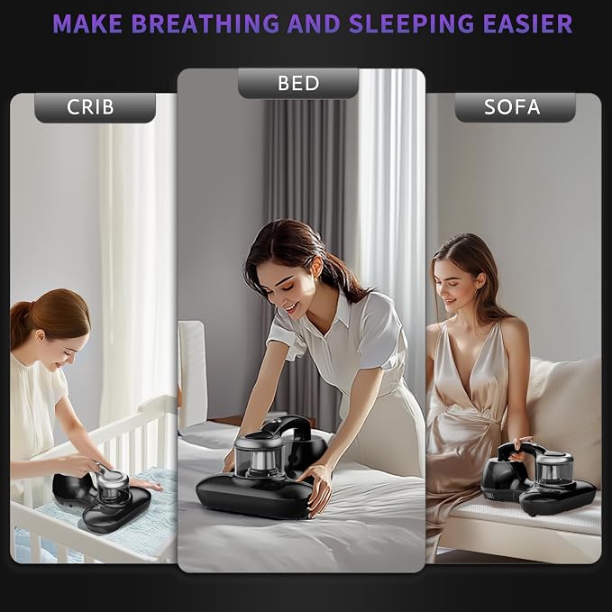 Hersven Mattress Vacuum Cleaner, Handheld UV Bed Vacuum Cleaner 16KPa & 12800 Vibrations Per/Min Upgraded Effectively Clean Up Bed, Pillows, Cloth Sofas, Carpets and Ther Fabric Surfaces