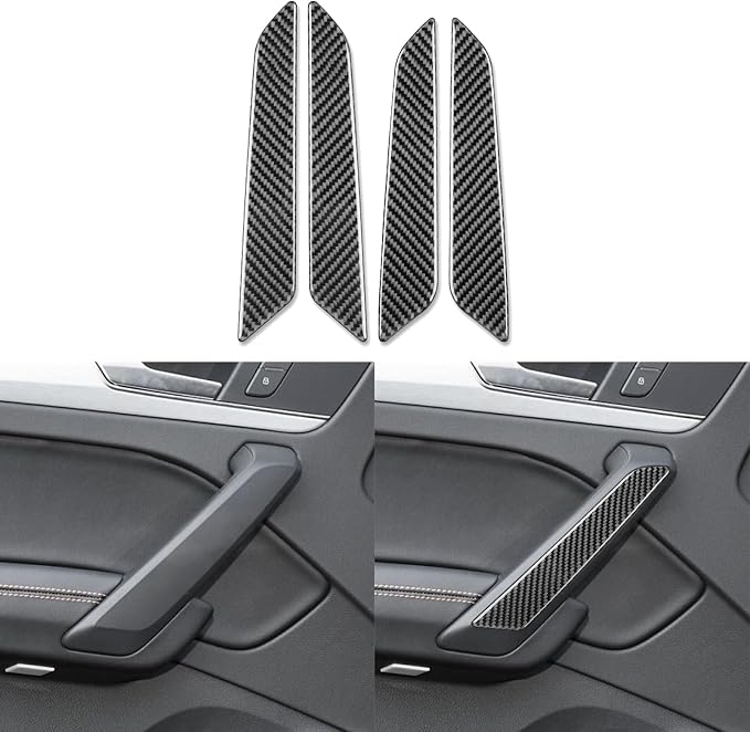 Real Carbon Fiber Trim for Audi 80A Q5 Accessories | for SQ5 2018-2025 Dash Door Inner Pull Panel Cover Sticker Interior Thick Overlay Decal