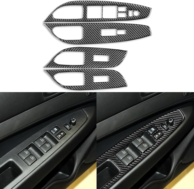 Real Carbon Fiber Trim for Infiniti Accessories | for G37 G25 Q60 Q40 X S Sedan 2008-2015 Window Lift Switch Panel Cover Interior Thick Overlay Decal - A