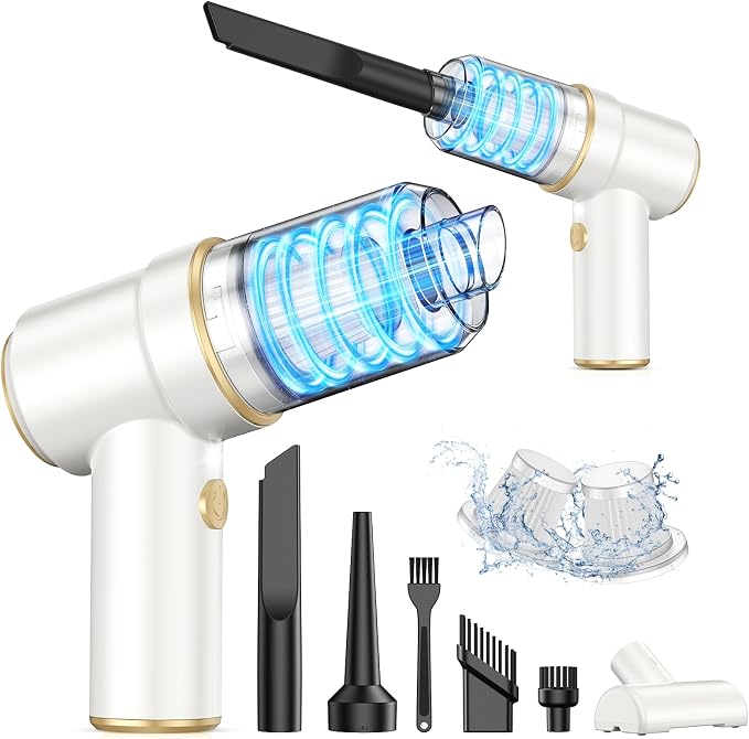 KMM Handheld Car Vacuum Cleaner, 9000PA Hand Held Vacuum & Air Duster | Strong Suction, 120W High Power, Portable, Cordless, Multi-Nozzles & LED Light, for Home, Car, Office