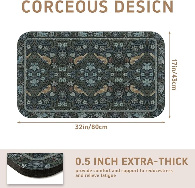 Dish Drying Mat for Kitchen Counter 18x24 Inch, Boho Quick Dry Coffee Mat | Made of super absorbent diatomite that quick dries dishes, coffee machine & sink area. Non-slip rubber base for countertop