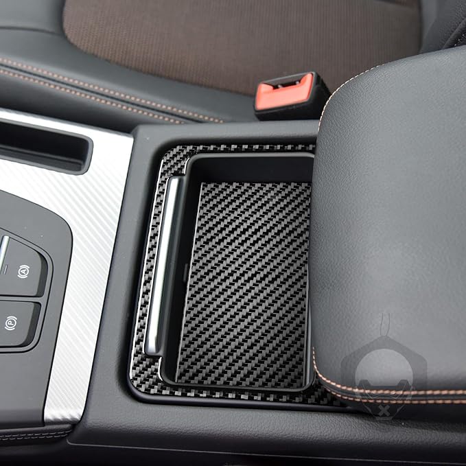 Real Carbon Fiber Trim for Audi 80A Q5 Accessories | for SQ5 2018-2025 Dash Center Console Storage Box Organizer Tray Cover Sticker Interior Thick Overlay Decal