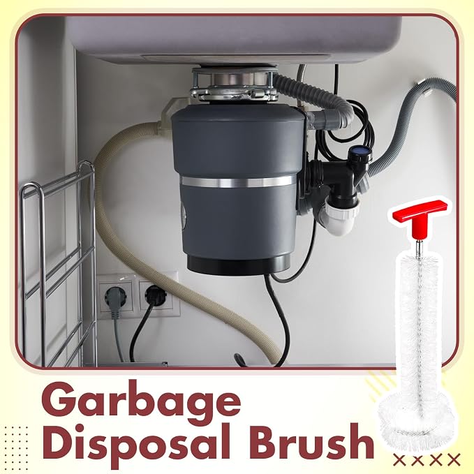 Garbage Disposal Cleaner Sink and Drain Brush Universal Garbage Disposal Cleaner 12'' Long Brush for Kitchen Waste Food(White)