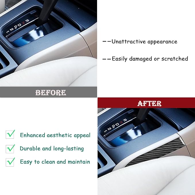 Real Carbon Fiber Trim for Honda Accord Accessories | for 2003 2004 2005 2006 2007，Central Console Panel Side Cover，Thick Overlay Sticker Decal