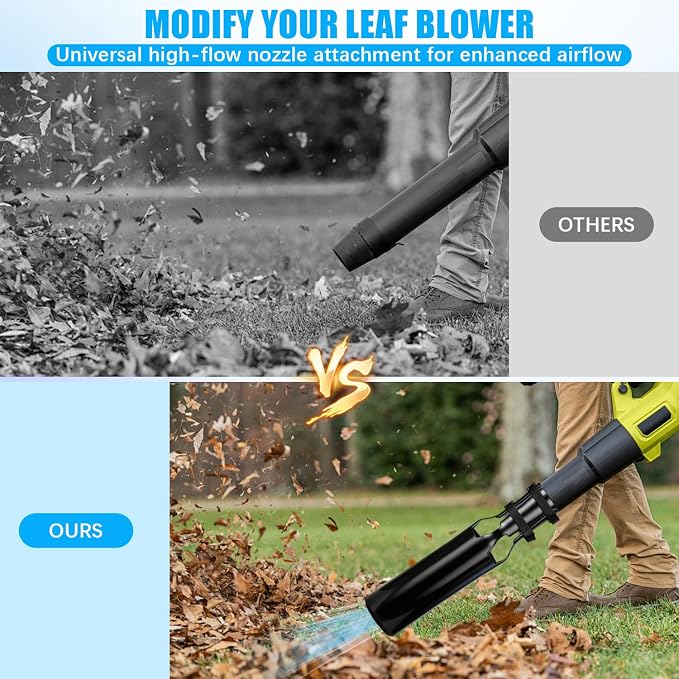 Leaf Blower Attachment, Airflow Amplifier Instantly Boosts Airflow (Black) | Upgraded Leaf Blower Extension Booster Attachment, for Circular Nozzle Diameter of 2-4 inches