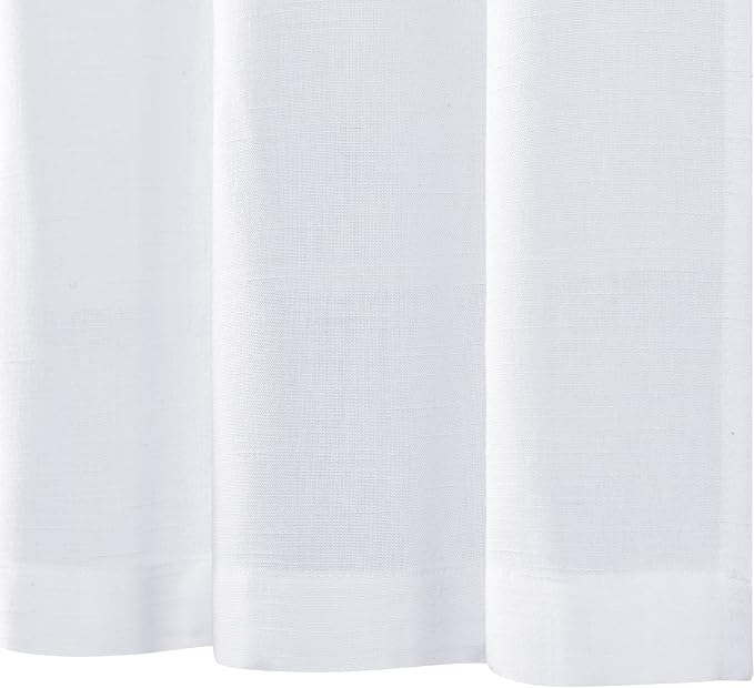 jinchan Lien Tier Curtains and Valances, 26x24, 3 Panels, Beige White | Light filtering, rod pocket, cafe curtains, farmhouse, machine washable, small window decor, bathroom, laundry room, RV