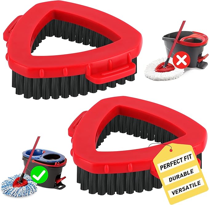 2 Pack Scrub Brush Replacement Head for O Cedar 2-Tanks RinsClean System, Spin Mop Replace Head Base, Shower Floor Scrubber, Hard Bristle Cleaning Brush for Bathroom Kitchen Wall Tile