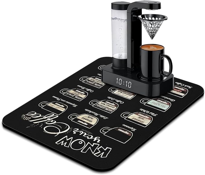 Super Absorbent Anti-Slip Silicone Dish Drying Mats - 24inx18in, Fits Countertop, Kitchen Counter, Coffee Maker, Espresso Machine
