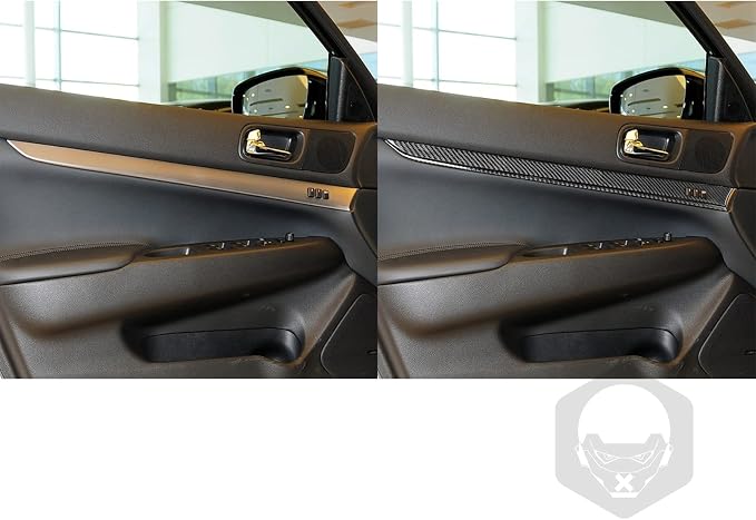 Real Carbon Fiber Trim for Infiniti Accessories | for G35 G37 G25 Q60 Q40 2007-2015 X S Door Inner Panel Interior Thick Overlay Decal - B