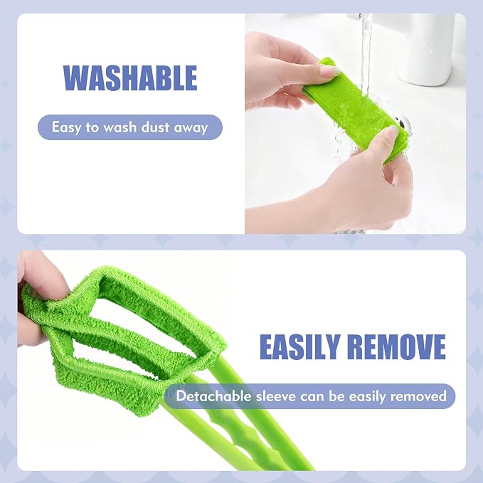 2 Pcs Blind Cleaner Duster Tool | Window Blind Duster Brush with 6 Microfiber Sleeves, Blinds Cleaner Tool for Window Blinds, Car Air Condition, Exhaust Vent