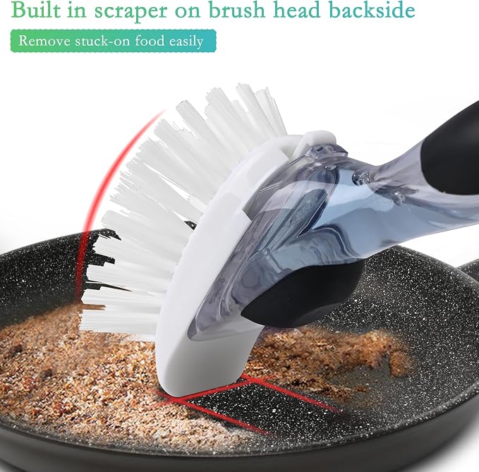 New Brush Refills for OXO New Soap Dispensing Dish Brush - 4 Pack Dish Brush Cleaning Soap Dispensing Head Replacement for Scrubber