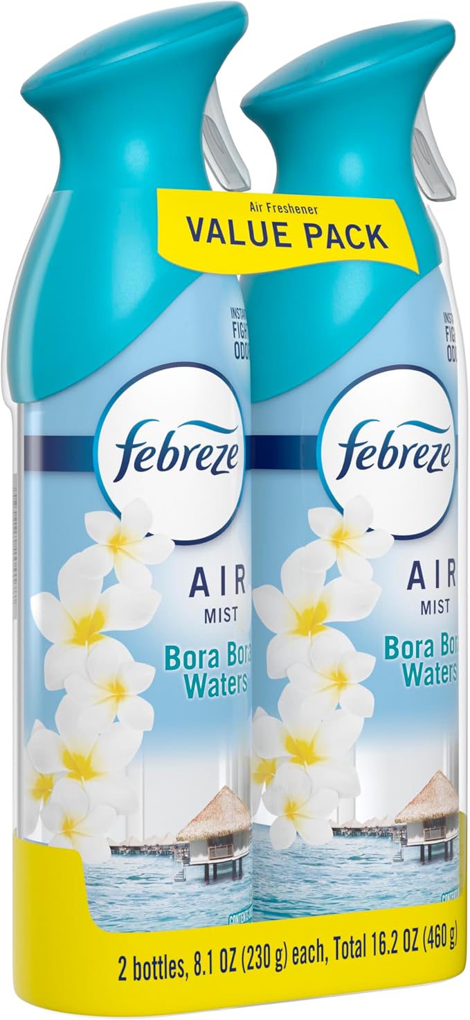 Febreze Air Mist, Air Freshener Spray, Odor Fighting Room Spray, Deodorizer for Home Bathroom Kitchen Office Apartment Dorm Room Classroom, Bora Bora Waters Scent, 8.1oz (Pack of 2)