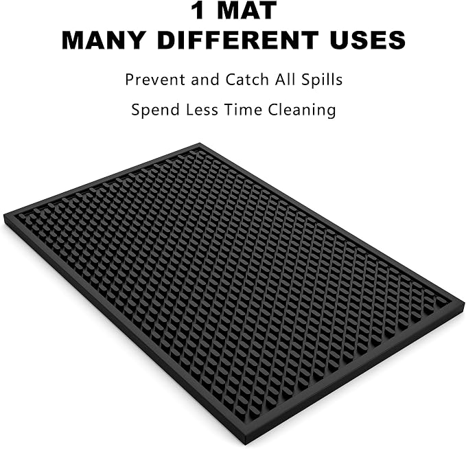 AXIESO 2 Pack Silicone Bar Mat - 1/2 Inch Thick Heat-Resistant and Food Safe Drip Mat - Spill Mats for Counter Top - Kitchen Service Mat, Coffee Bar, Restaurant - Drying Mat - 18 x 12 Inches