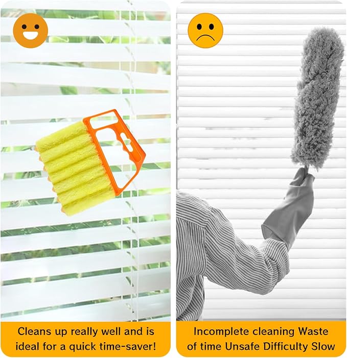 4Pcs Window Venetian Blind Cleaner Duster Tool,Venetian Washable Mini Handheld Brush,7 Fingers Dusting Cleaner and Air Vent Cleaner for Wood Blinds,Air Conditioner Vents,Fans Vents