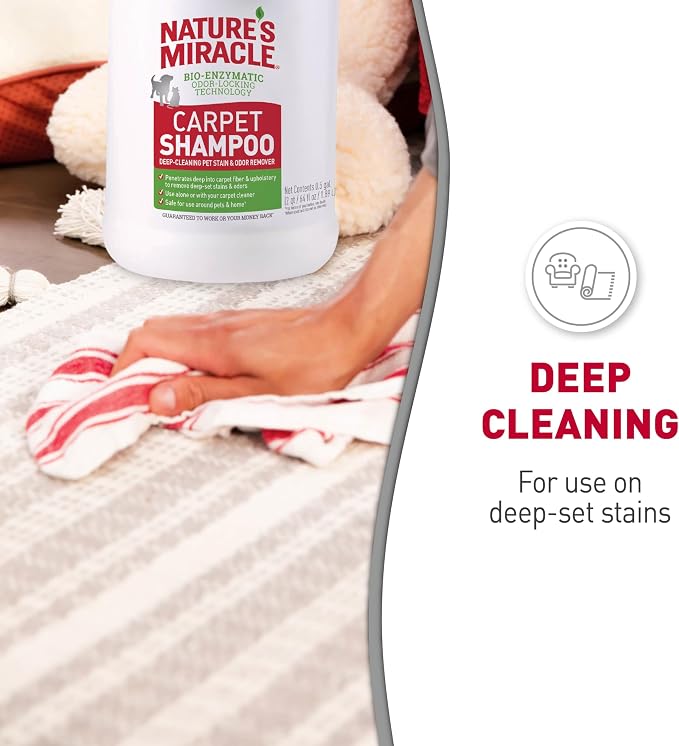 Nature’s Miracle Carpet Shampoo, Bio-Enzymatic Deep-Cleaning Pet Stain And Odor Remover, 64 oz