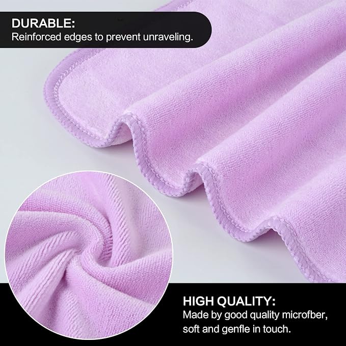SINLAND Microfiber Facial Cloths Fast Drying Washcloth 12inch x 12inch Light purple 6 pack