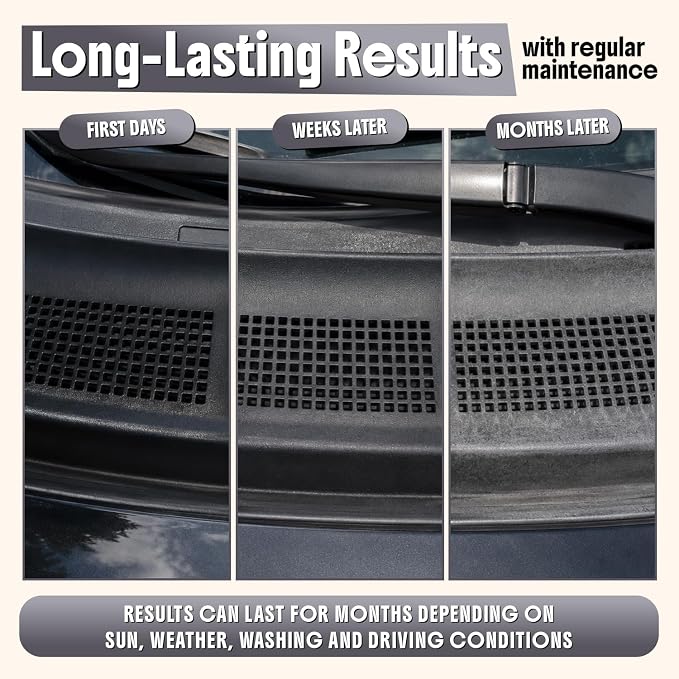 Carfidant Plastic Restorer for Cars – Refreshes Faded Plastic, Vinyl & Rubber Trim with Polish for Deep Shine – Protects Against UV & Dirt – Black Exterior & Interior Care for Detailing - 16 fl. Oz.