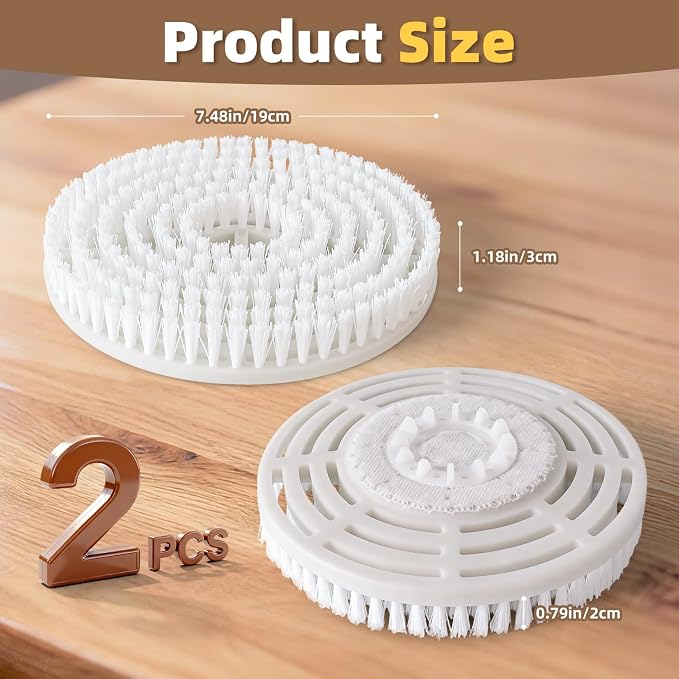 2 Pack Upgraded Steam Mop Brush Pads for Shark Steam & Scrub Mop | Powerful Short Bristle for Deep Clean & Polish Hard Floors, Compatible with Shark S8201, S8001, S8002BRN, S7001 series