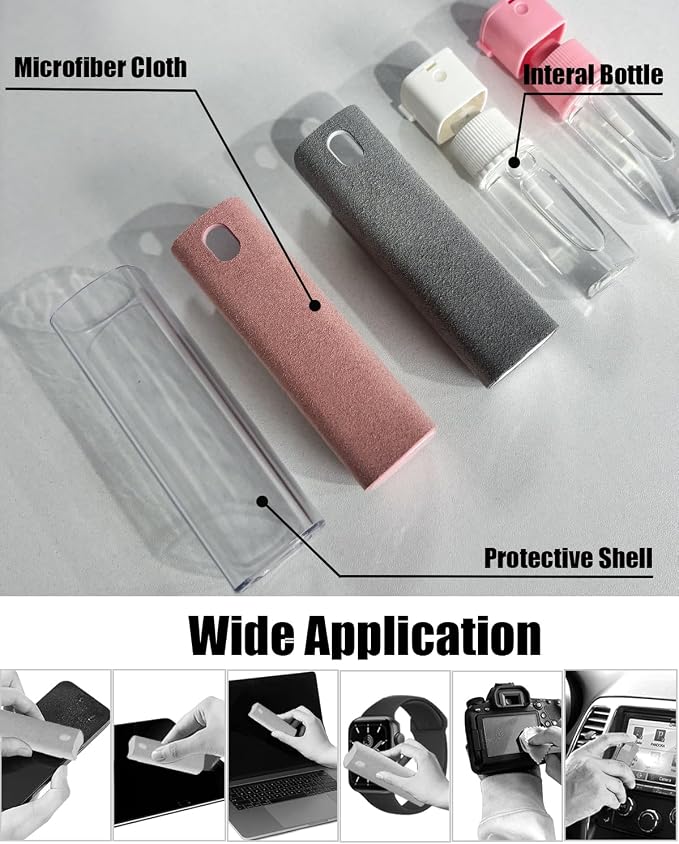Screen Cleaner Spray and Wipe Touch Screen Cleaner Phone Cleaning Kit for Phone,Laptop Tablet MacBook Eyeglasses,Car Essentials for Women,Car Cleaning Supplies(2 Units)