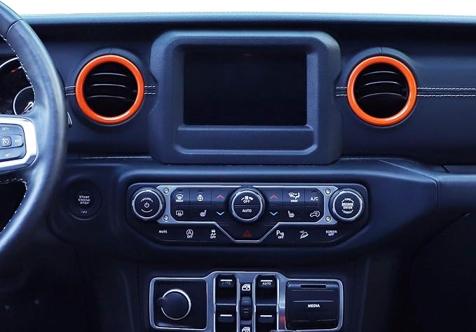 JeCar Interior Trim Kit Dashboard Air Conditioner Vent Ring Interior Accessories Compatible with Jeep Wrangler 2018-2023 JL & 2020-2023 Gladiator JT, Orange