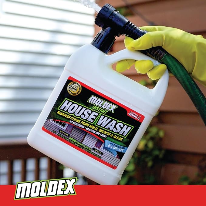 Moldex Concentrated Instant House Wash, 56 oz, Yellow | Removes stains caused by mold, mildew, algae, fungus and moss. No scrubbing. Cleans up to 4,000 sq ft