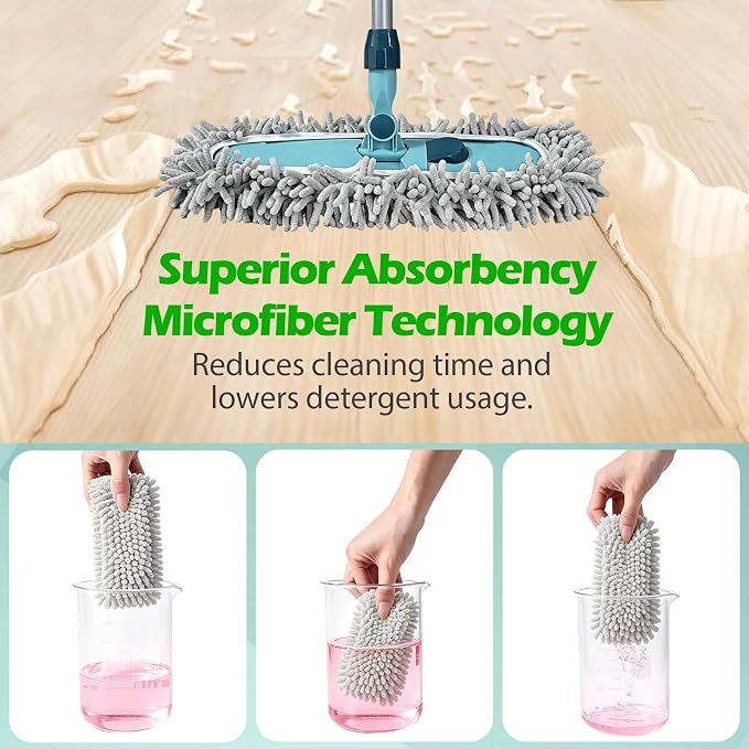 4PCS 13''~16'' Microfiber Dust Mop Pads Compatible with Leifheit 55210 | Reusable Mop Refills,Replacent Wet Mopping Pad & Washable Dry Sweeping Cloths for Hardwood Floor/Tile/Marble Cleaning