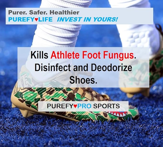 Purefypro Sports Equipment Disinfectant Spray - (3.4oz, 2pk) TSA Travel Size. Kills 99.9999% MRSA, HIV, Athlete Foot Fungus, Virus and Fungi. No Rinse, No Residue. Great For Sports Pads, Yoga Mats,
