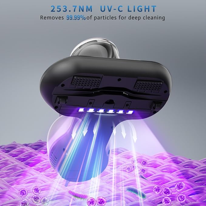 Hersven Mattress Vacuum Cleaner, Handheld UV Bed Vacuum Cleaner 16KPa & 12800 Vibrations Per/Min Upgraded Effectively Clean Up Bed, Pillows, Cloth Sofas, Carpets and Ther Fabric Surfaces