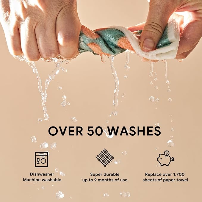 RECYCO Swedish Dishcloths for Kitchen | 6 Packs Orchard Grove Washable Dish Rags | Cellulose Reusable Cleaning Paper Towels | Absorbent Counter Dish Cloth Sponge Kitchen Wipes, 8" L x 7" W