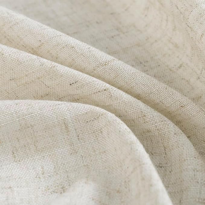 jinchan Rustic Linen Rod Pocket Tier Curtains, 26x36, 2 Panels, Natural | Light filtering, cafe curtains, machine washable, farmhouse, kitchen, bathrooms, laundry, small window, over sink