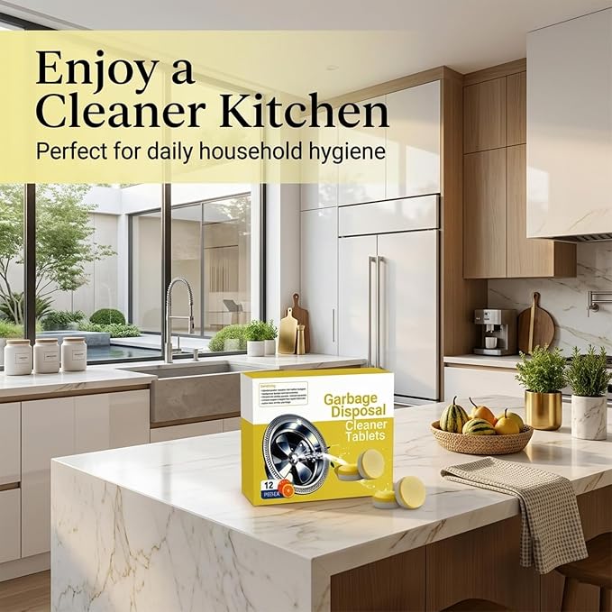 Deep Clean Disposal Tablets, Citrus Scent Garbage Disposal Cleaner Tablets, Powerful Foaming Action Removes Hidden Buildup and Keeps Kitchen Sink Fresh and Clean (2 Box (24 Pcs))