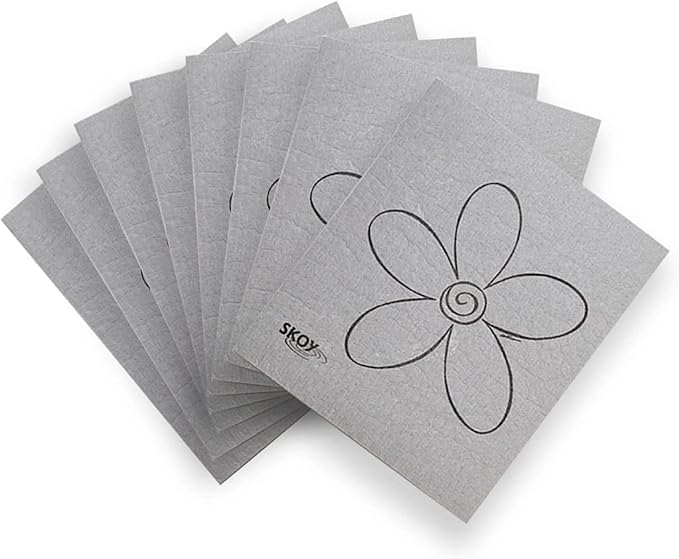 Skoy Cloth, 8-Pack Versatile Swedish Dishcloths for Kitchen and Household Use, Reusable Cleaning Cloths, Planet-Friendly, Dishwasher and Dryer-Safe, Gray