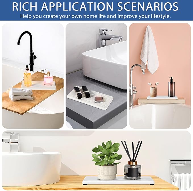 3PCS Water Absorbing Stone Tray, Fast Drying Stone Sink Tray, Stones Soap Trays, Water Absorbent Diatomite Trays, Diatomite Coasters for Kitchen Sink Bathroom Counter, Hand Soap Dish & Holders