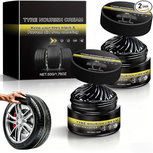 2PCS Tire Shine Cream - Car Tire Ceramic Coating for Deep Black Gloss, Powerful Wheel Cleaning Refurbish Wax with UV Blocking Dust, Tyre Nourish Cream for Long-Lasting Auto Care