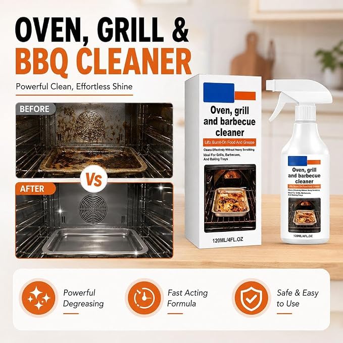 Oven Cleaner Spray,Heavy Duty Oven Rack & Grill Cleaner,All Purpose Kitchens Heavy Oil Cleaning Agent for Kitchen Appliances,BBQ Grill Cleaners for Microwave, Air fryer, Ovens, Grills