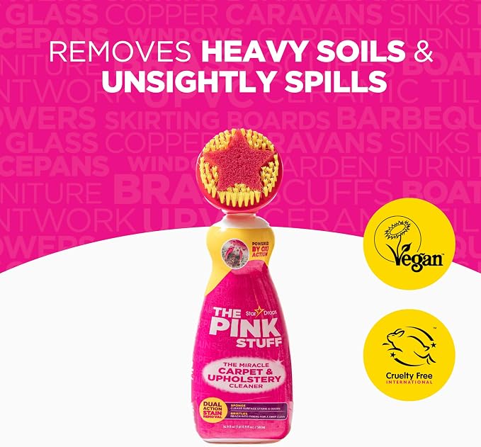 The Pink Stuff Carpet & Upholstery Stain Remover, Oxi Cleaner with Scrubber, 16.9 fl oz