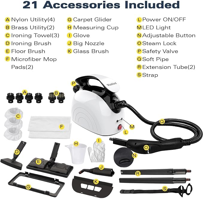 Waitbird Steam Cleaner for Home, Handheld Steamer for Home Cleaning
